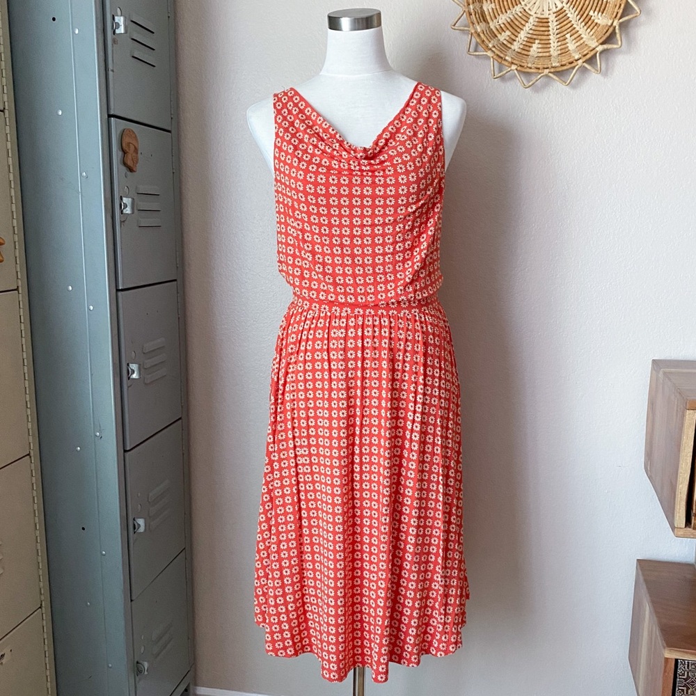 Maeve Anthropologie Cowl Neck Floral Print Jersey Dress